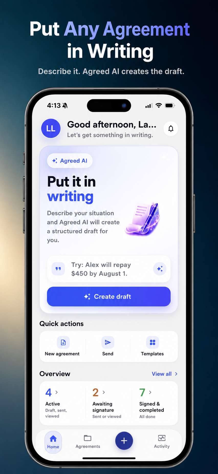 Agreed app screen